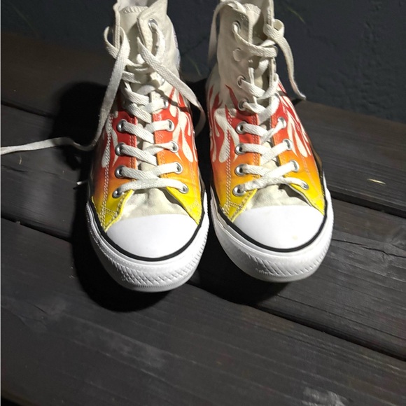 Converse Custom painted Converse All Stars in orange and yellow #skater size 11 - Picture 1 of 8